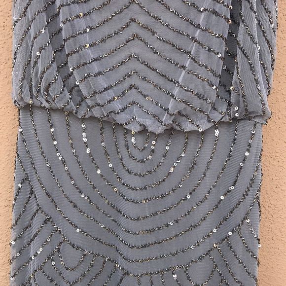 ADRIANNA PAPELL Sequin Mesh Blouson Dress - Picture 6 of 6